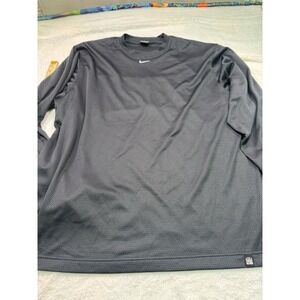 Nike Hoop Jersey Mens Xl Black Embroidered Center Swoosh Long Sleeve Vtg Y2K